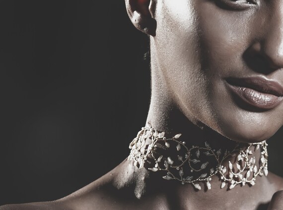 Bridal Choker Necklace White Choker 
