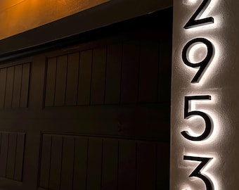 6" LED Backlit House Numbers | Modern Stainless Steel Address Sign