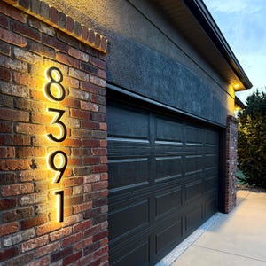 8" LED Backlit House Numbers | Modern Stainless Steel Address Sign