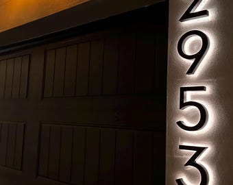 5" Modern LED House Numbers | Backlit Floating Address Sign