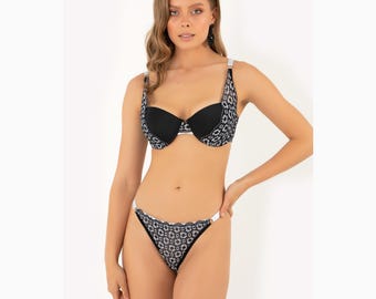 Floral Lace Push-Up Bra and Panty Set, Padded Bra, Comfortable Cotton Gusset, Feminine Underwear