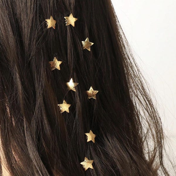 10 fermagli per capelli intrecciati a forma di stella, fermagli per capelli con perline metalliche, eleganti accessori per capelli