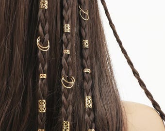 Set van 80 haaraccessoires, ringset, haaraccessoires, haarsieraden godin, sieraden manchetten, haarsieraden voor meisjes/vrouwen