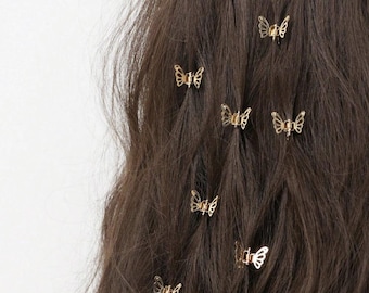 20pcs Butterfly Hair Rings with Tassel, Gold/Silver Hair Cuffs for Women, Braids Beads, Hair Accessories for Curly Hair