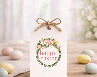 Printable Easter Gift Tags | Easter Basket Tags for Kids | Neutral Watercolor Tags | Classroom Treat Tags | Minimalist 9 Pack