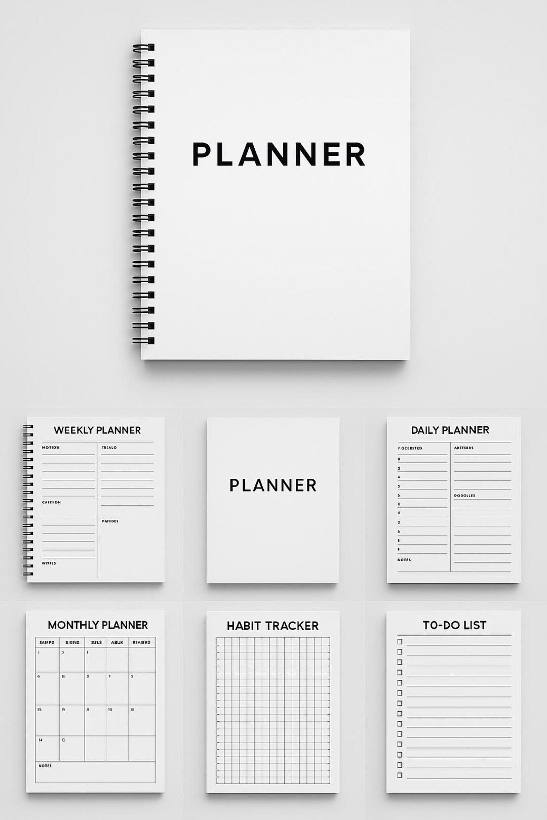 Printable Planner Bundle Minimalist Daily Weekly Monthly Planner Habit ...