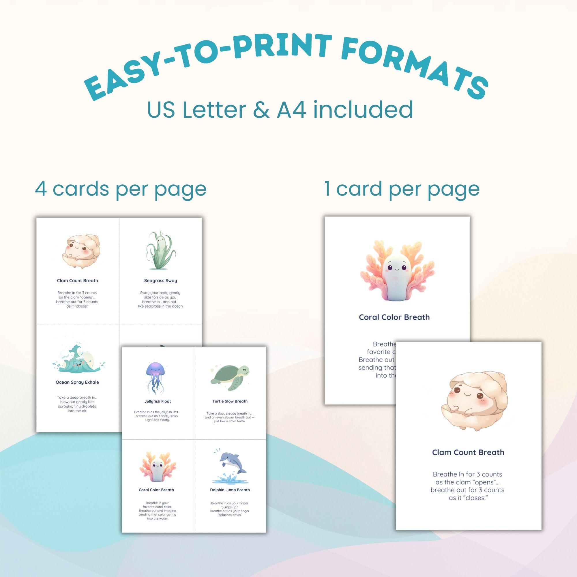 Mindful Breathing Cards for Kids Bundle, Calm Down Cards, Coping Skills ...
