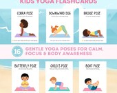 Kids Yoga Flashcards Printable, Kids Yoga Cards, Calm Down Corner, Mindfulness Cards for Kids, Preschool Yoga, SEL Activity