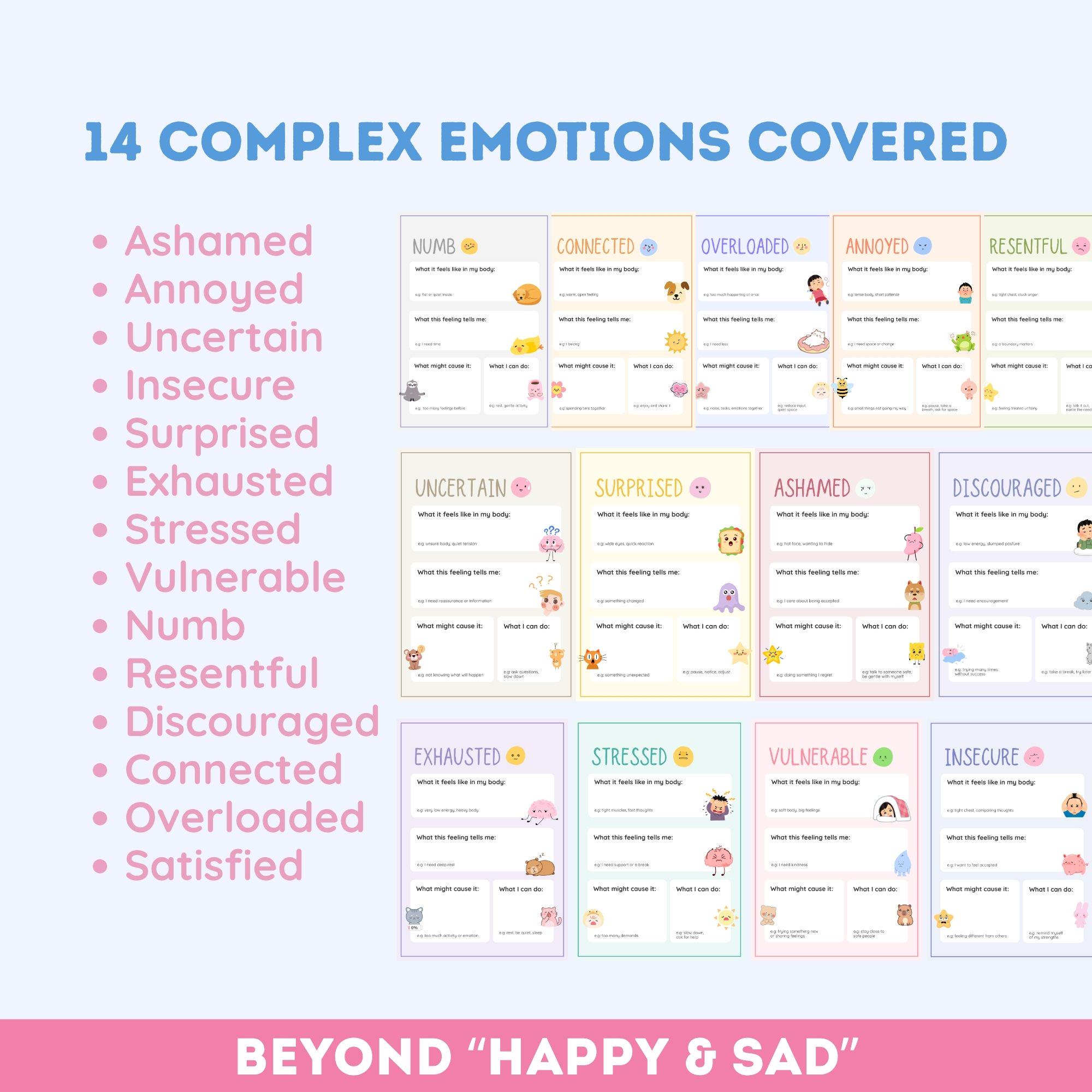 Advanced Feelings Worksheets for Kids, Complex Emotions Printable, SEL ...