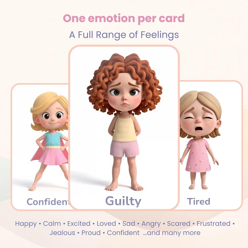 36 Kids Feelings Flashcards | Printable Emotions Cards for Toddlers and ...