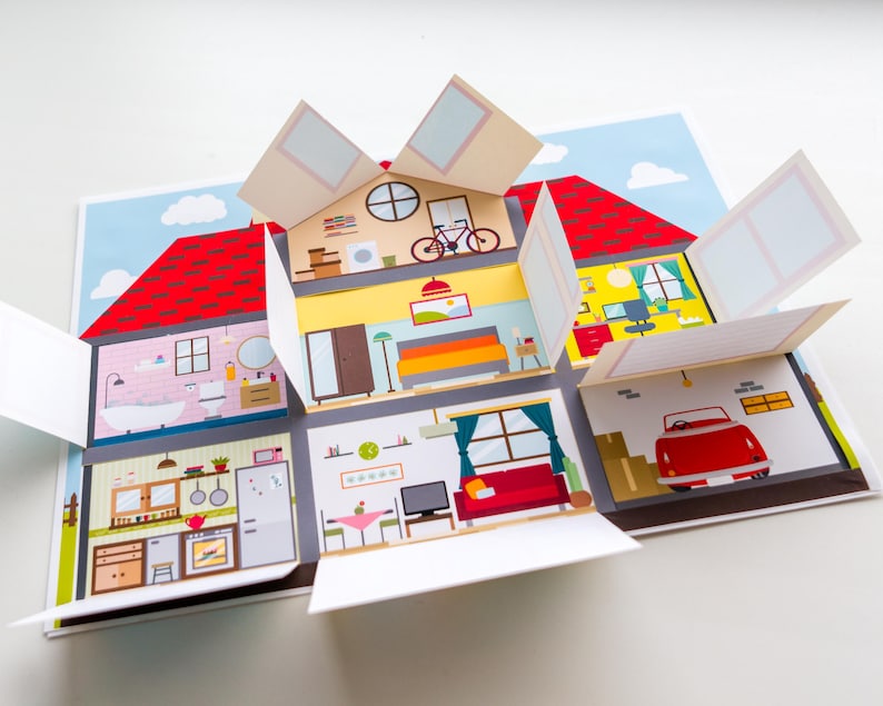 Inside House Paper Craft. Printabe Template. PDF. - Etsy