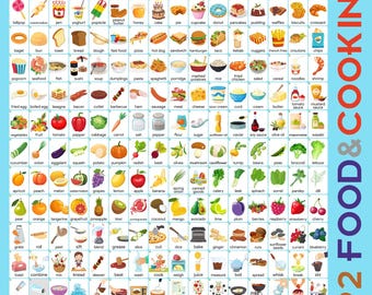 192 Food & Cooking Vocabulary Flashcards. Printable PDF.