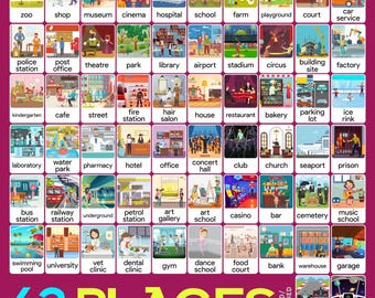 Places Vocabulary Flashcards. Printable PDF.