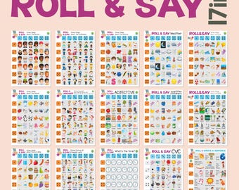Roll & Say Vocabulary Dice Speaking Games 17in1. Printable PDF.