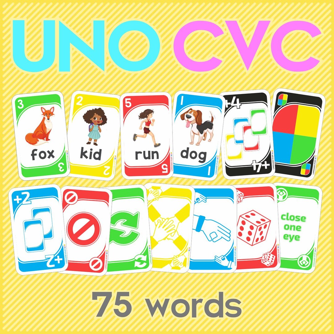 UNO CVC Words Card Game. Printable PDF. - Etsy Canada