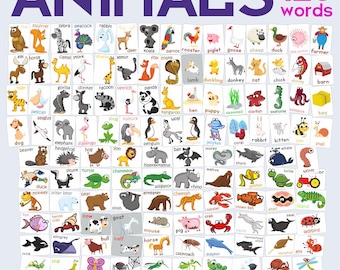 120 Animal Vocabulary Flashcards (Signed and Unsigned). Printable PDF.