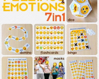 Feelings And Emotions (Emoji) Bundle 7-in-1. Printable PDF.