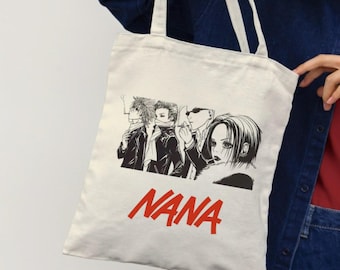 Anime Punk Tote Bag, Nana Inspired Canvas Tote, Gothic Anime Tote Bag, Rock Style Manga Tote, Reusable Cotton Shopping Bag
