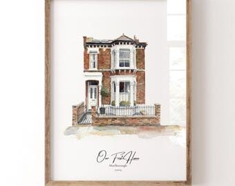 Benutzerdefinierte Aquarell Haus Porträt, neues Zuhause Geschenk, personalisierte Haus Gemälde