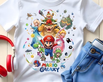 PNG inspirado en Super Mario Galaxy: diseño espacial colorido para gamers