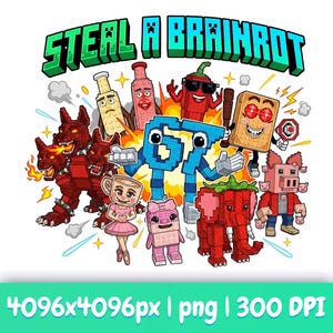 Brainrot Six Seven 67 PNG - Rolig barnspelmeme, Roblox-stil (digital nedladdning)