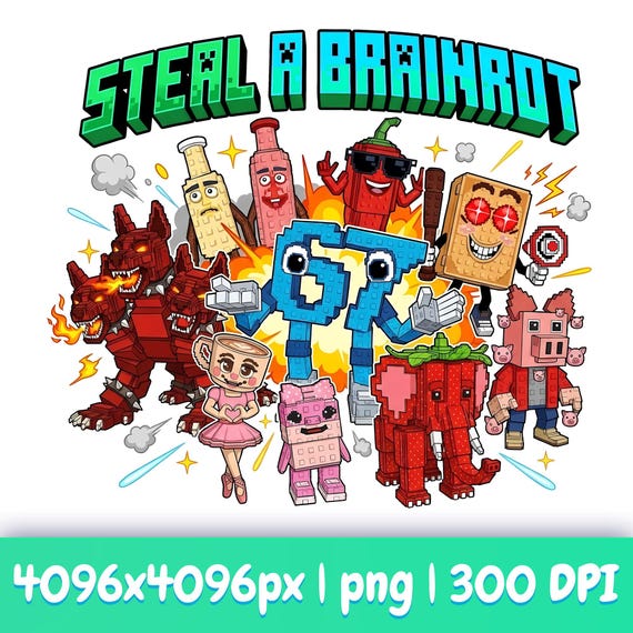 Brainrot Six Seven 67 PNG - Funny Kids Gaming Meme, Roblox Style (Digital Download)
