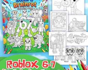 40 Coloring Pages Steal a Brainrot 6-7 ROBLOX Character Colouring Book for Kids Italian Brainrot 67 Color Activity Sheets (Digital Download)