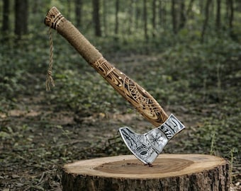 Custom Handmade Axe, Hand Forged Carbon Steel Ragnar, Bearded and Personalized Axe, Christmas Gift
