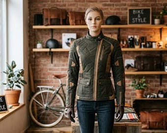 Women's Cowhide Leather Motorcycle Jacket – Quilted Retro Bike Protection Coat