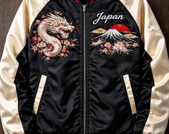 Custom Embroidered Dragon Jacket: Unisex Sukajan Bomber Style Souvenir