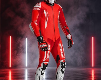 Custom Motorcycle Racing Suit, Personalized Leather Racing Suit, MotoGP Biker Gear, Custom Name Logo Suit, Men Motorcycle Leather Suit