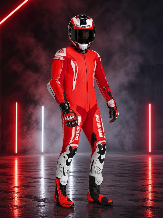 Custom Motorcycle Racing Suit, Personalized Leather Racing Suit, MotoGP Biker Gear, Custom Name Logo Suit, Men Motorcycle Leather Suit