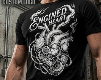 Engined Heart Steampunk Mechanical Engine Cowhide Leather Tool Belt Combo T-Shirt