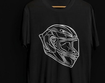 Custom Motorcycle Helmet Graphic Tee, Minimalist Biker Cotton Shirt, Rider Apparel Style