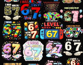 „Ich war 6, jetzt bin ich 7“ PNG-Format, Lustiges Geschenk für den siebten Geburtstag eines Jungen oder Mädchens, Virales Geburtstagsmem In png| SVG