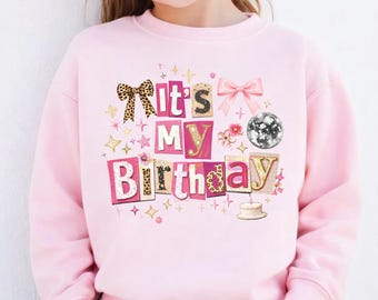 It’s My Birthday PNG, Birthday Girl Design PNG, Pink Collage Birthday PNG, Kids Birthday Shirt Design, Sublimation File, Digital Download