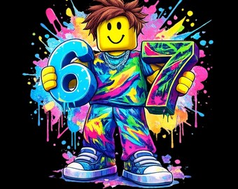 Six Seven png  / 67th  / Inspired  / Digital Download / PNG File / gamer kids / SVG  / Sublimation / Kids T-Shirt Designs