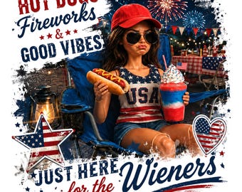 meme 4th of July PNG Digital Download, Funny doll t-shirt designs "Just Here For The Wieners", US 250th anniversary humor t-shir