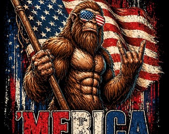 Funny Patriotic Bigfoot Design (PPT), Red, White Bigfoot and PPT, Stay Trashy America (PPT) for sublimation, 4th of July (ppt), Funny Bigfoo