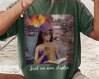 One more chapter: meme in a trash can (PNG digital download), T-shirt design for a reading girl, fun doll for reading.