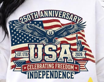 PNG of the 250th anniversary of the USA: Patriotic retro American flag, graphic of July 4th 1776-2026, United States 250th anniversary celeb
