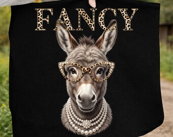 Fancy Donkey Leopard Print PNG T-Shirt, Funny Farm Animal Lover Gift PNG, Cute Donkey Mom Graphic Tee PNG,digital download