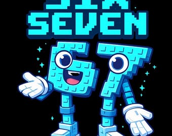 Brainrot Six Seven Kinder Videospiel Meme, Zahl, Six Seven 67 Meme, 67PNG, SVG, digitaler Download