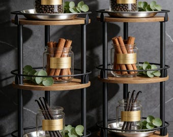 Large Distressed Red 3 Tier Divided Lazy Suzan Organizer Storage