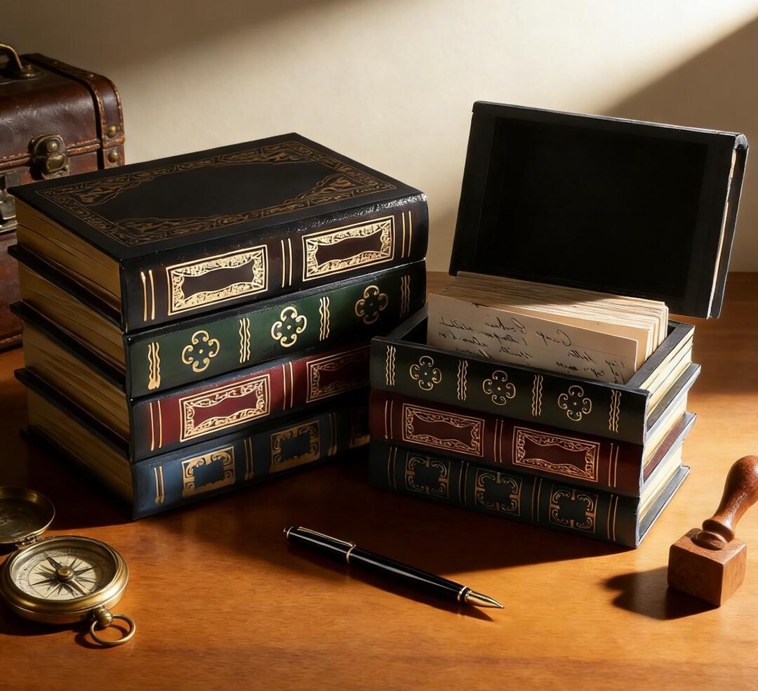 Stackable Book Box Rustic Decorative Book Box Set (2 Pack) - Vintage Stackable Storage Box ...