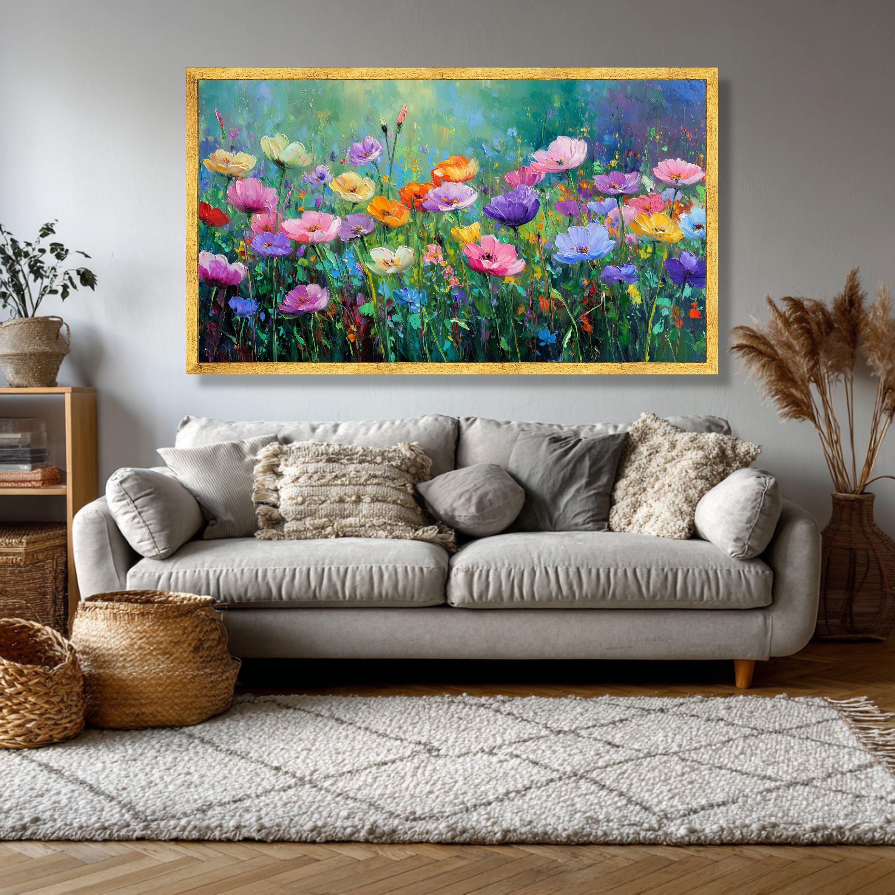 Colorful Wildflower Meadow Canvas Print, Abstract Floral Field ...