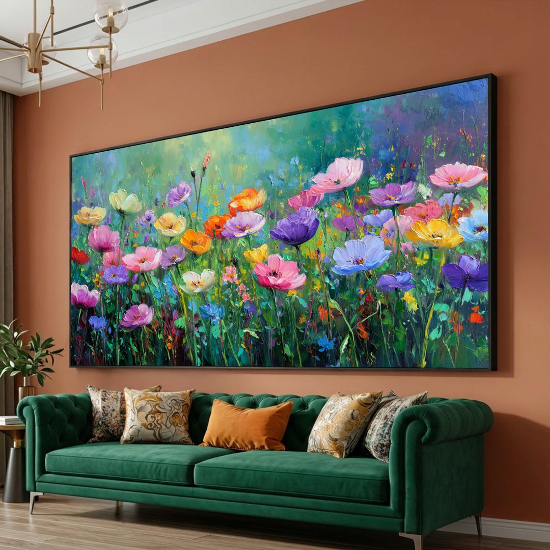Colorful Wildflower Meadow Canvas Print, Abstract Floral Field ...