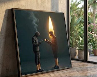 Lienzo de conocimiento iluminado, ilustración que invita a la reflexión, decoración moderna