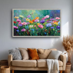 Colorful Wildflower Meadow Canvas Print, Abstract Floral Field ...
