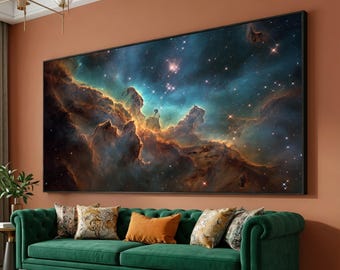 Lienzo de nebulosa cósmica, decoración de pared de galaxia moderna